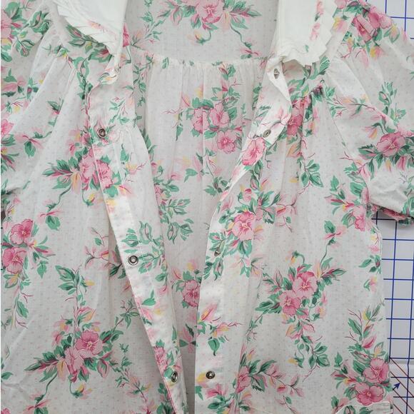 60s Pastel Floral Cottagecore House Dress Ruffle Collar Vintage Charm‎ - Picture 9 of 10